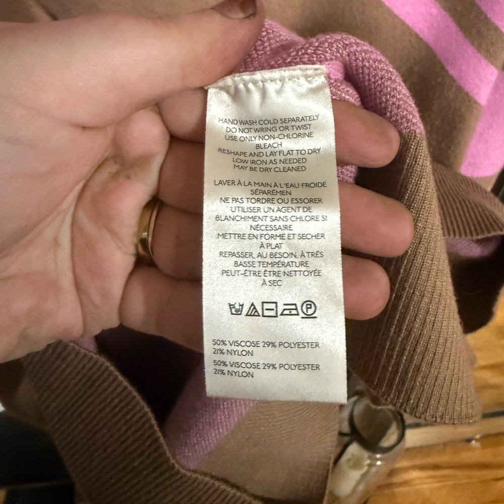 Maeve Striped Sweater Dress / Tunic – Pink & Brown size large - Picture 5 of 8